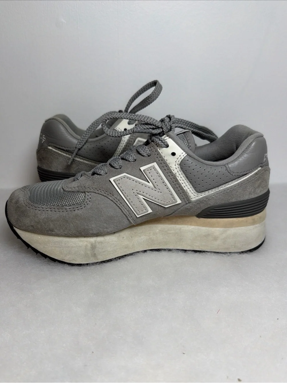 New Balance 574+ Shadow Grey Womens - Size 7.5 Platform